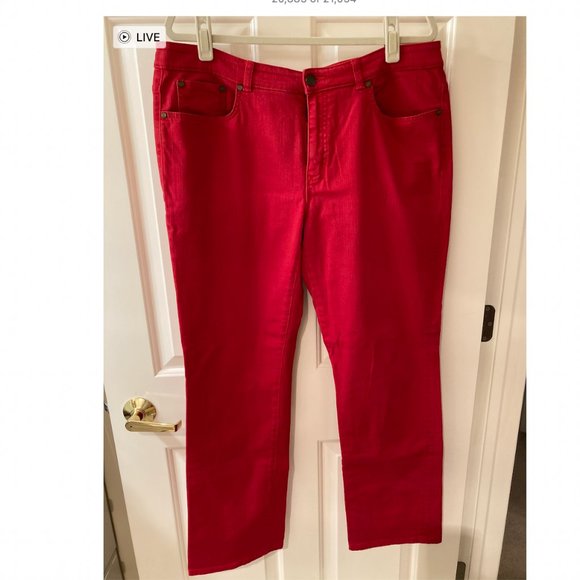 Chaps Daniella Curvy Fit Red Denim Jeans Size 16 - Picture 2 of 13